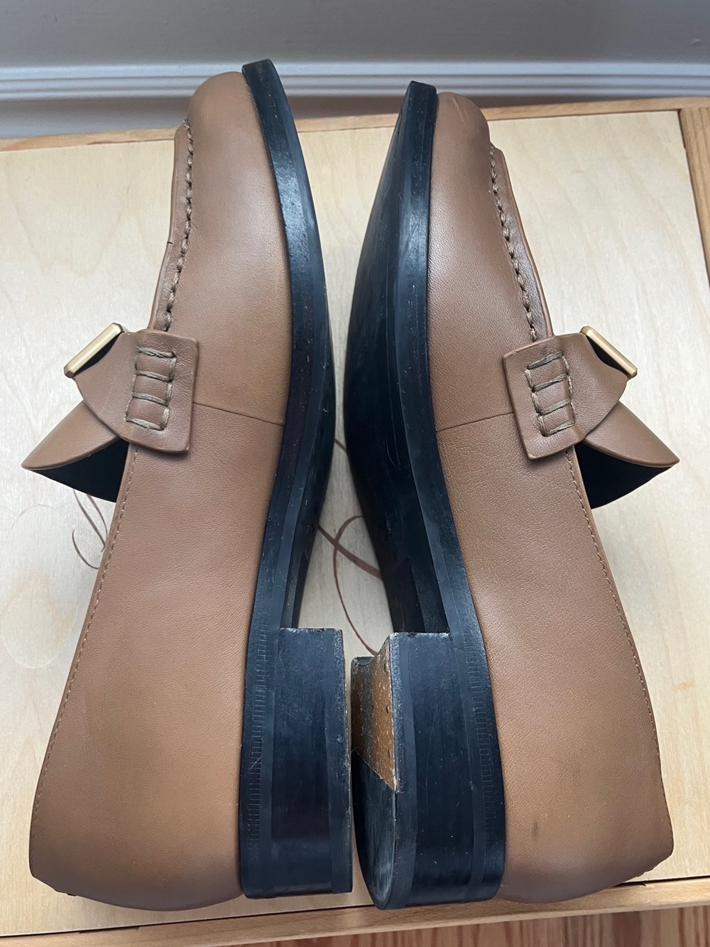 Rag & Bone Canter Brown Leather Loafers with Gold Buckle - Picture 10 of 15